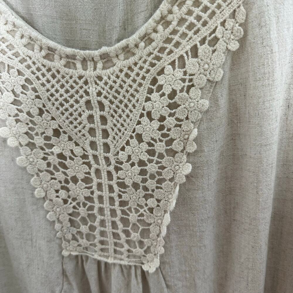 Calstyle women’s blouse linen sleeveless lace‎ coastal bohemian hippie plus size - Picture 3 of 8